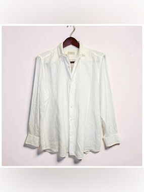 Capri Men’s Button Down Shirt | 100% Linen | White | Luxury Resort | Large